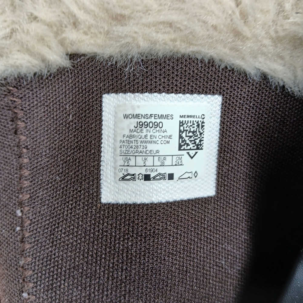 Merrell Boots Women 7.5 Brown Leather Tall Faux Fur Warm Winter Insulated 1293 - Picture 10 of 14